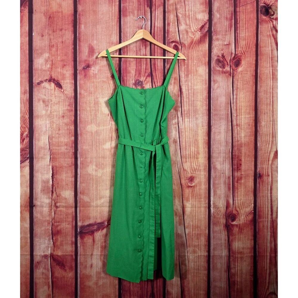 Vintage 70's Green Button Up Sundress XS S